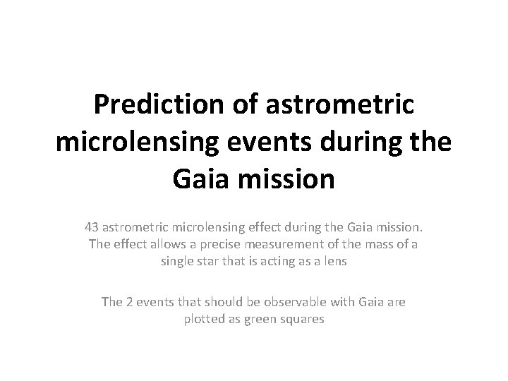 Prediction of astrometric microlensing events during the Gaia mission 43 astrometric microlensing effect during Prediction of astrometric microlensing events during the Gaia mission 43 astrometric microlensing effect during