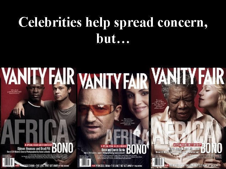 Celebrities help spread concern, but… Celebrities help spread concern, but…