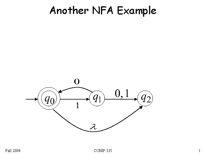 Another NFA Example Fall 2004 COMP 335 1 