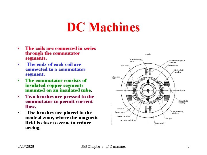 DC Machines • • • The coils are connected in series through the commutator