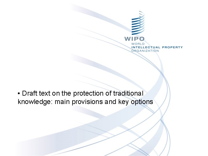 • Draft text on the protection of traditional knowledge: main provisions and key