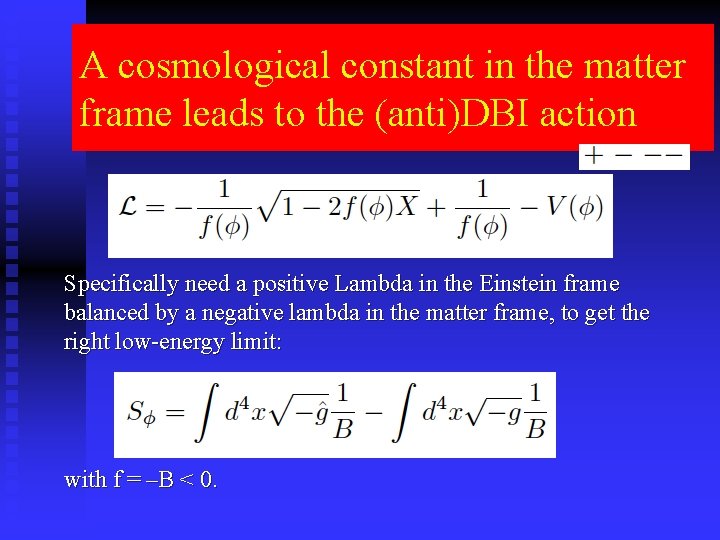 A cosmological constant in the matter C frame leads to the (anti)DBI action Specifically