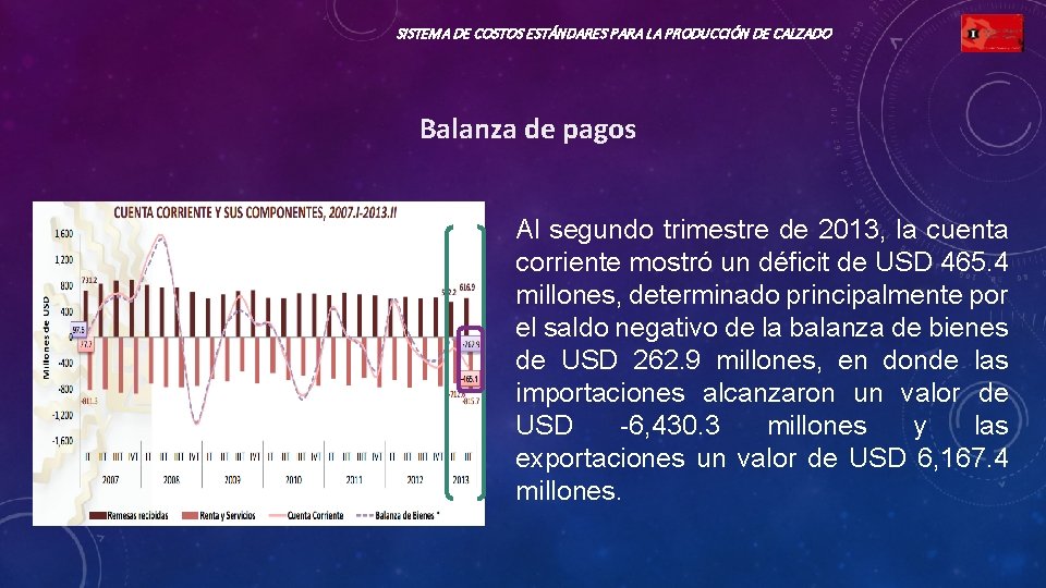 SISTEMA DE COSTOS ESTÁNDARES PARA LA PRODUCCIÓN DE CALZADO Balanza de pagos Al segundo