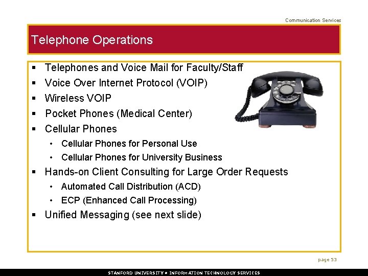 Communication Services Telephone Operations § § § Telephones and Voice Mail for Faculty/Staff Voice