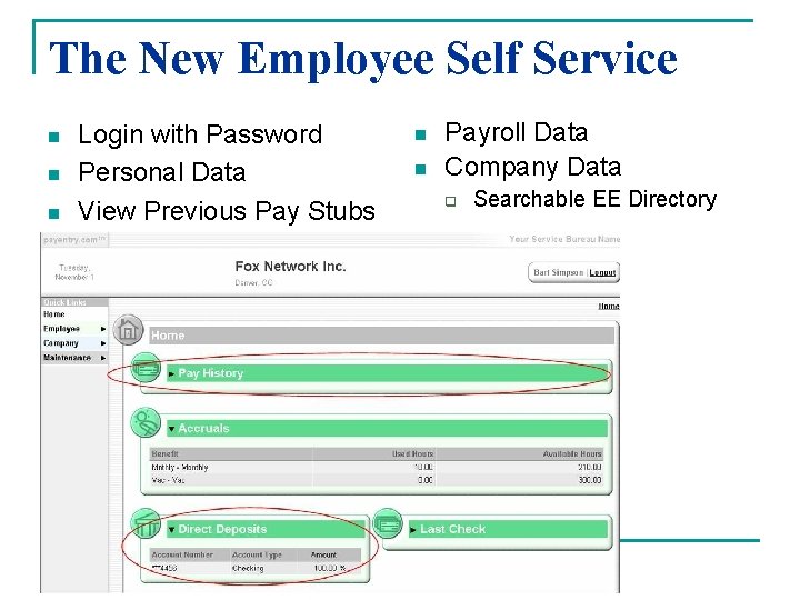 The New Employee Self Service n n n Login with Password Personal Data View