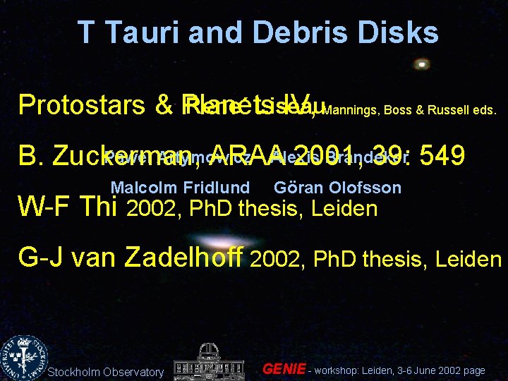 T Tauri and Debris Disks Rene´ Liseau Protostars & Planets IV, Mannings, Boss &