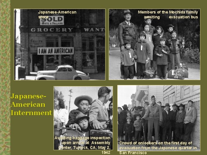 Japanese-American store Members of the Mochida family awaiting evacuation bus Japanese. American Internment Awaiting