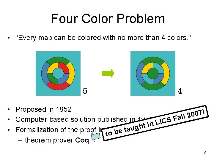 Four Color Problem • "Every map can be colored with no more than 4