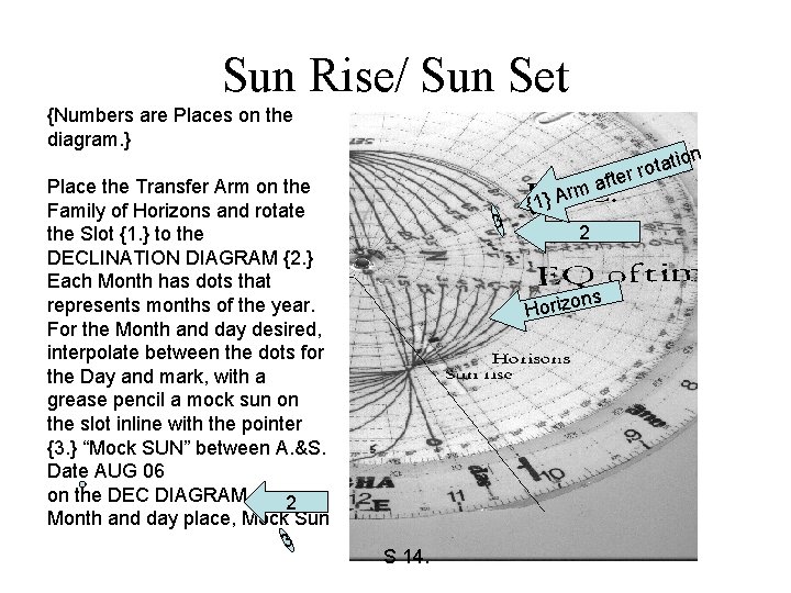 Sun Rise/ Sun Set {Numbers are Places on the diagram. } Place the Transfer