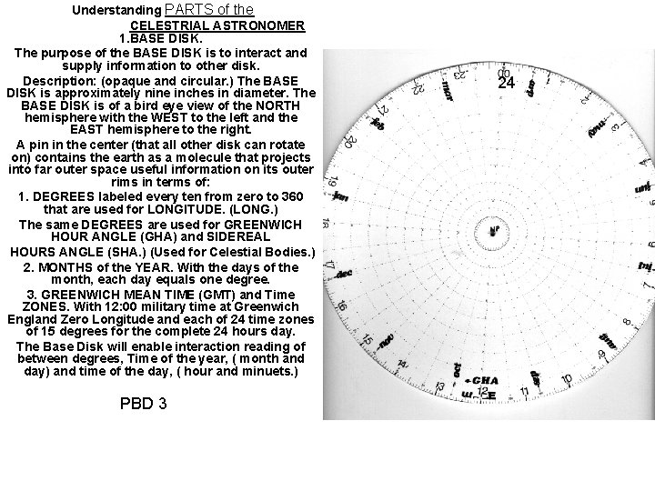 Understanding PARTS of the CELESTRIAL ASTRONOMER 1. BASE DISK. The purpose of the BASE