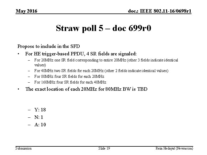 May 2016 doc. : IEEE 802. 11 -16/0698 r 1 Straw poll 5 –