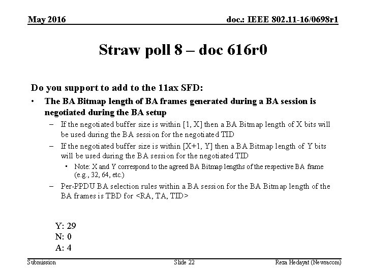 May 2016 doc. : IEEE 802. 11 -16/0698 r 1 Straw poll 8 –