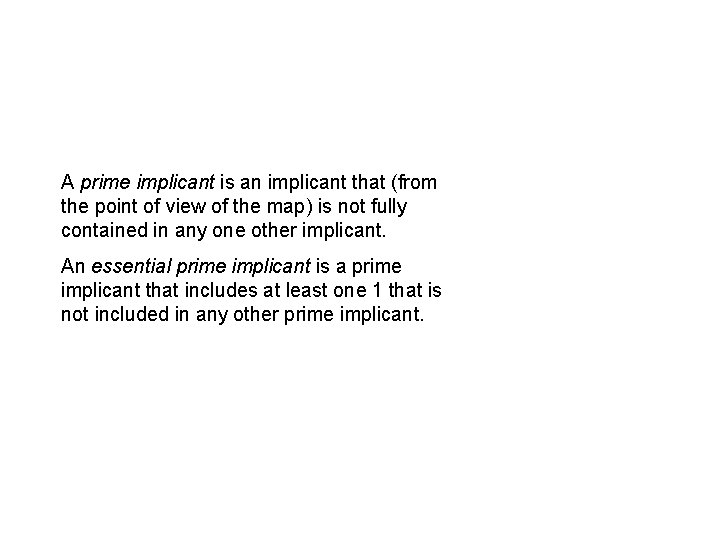 A prime implicant is an implicant that (from the point of view of the