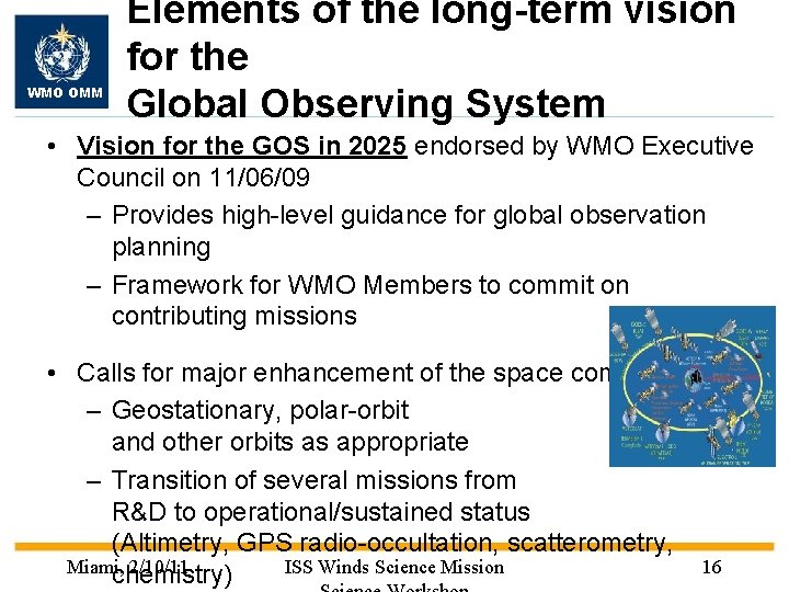 WMO OMM Elements of the long-term vision for the Global Observing System • Vision