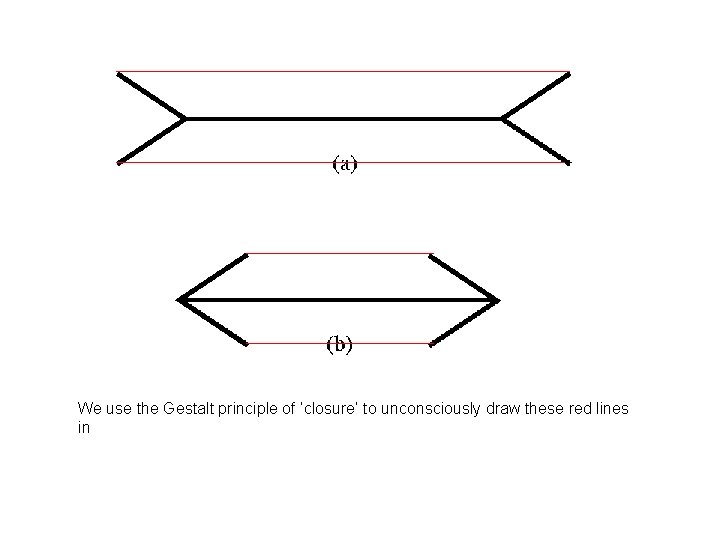 We use the Gestalt principle of ‘closure’ to unconsciously draw these red lines in