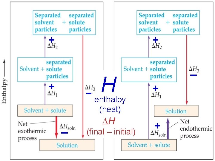 + + H + – enthalpy – + (heat) – ∆H (final – initial)