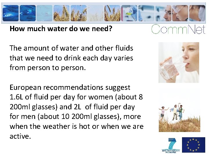 How much water do we need? The amount of water and other fluids that