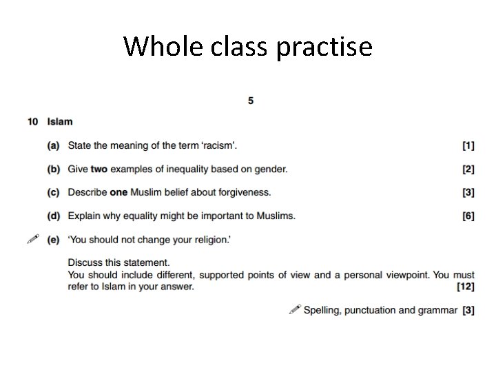 Whole class practise 
