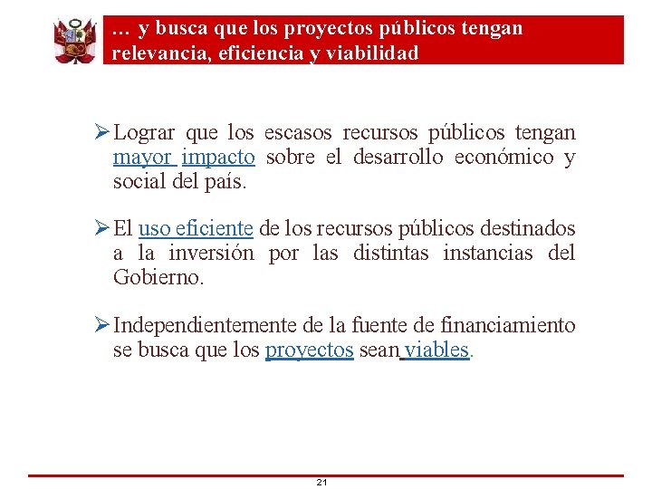 … y busca que los proyectos públicos tengan relevancia, eficiencia y viabilidad ¿Qué es