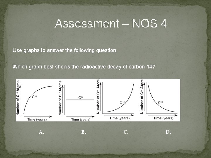 Assessment – NOS 4 Use graphs to answer the following question. Which graph best