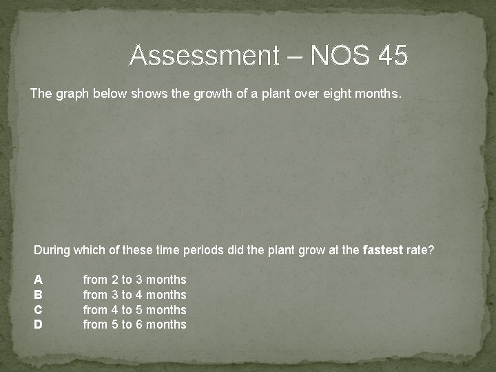 Assessment – NOS 45 The graph below shows the growth of a plant over