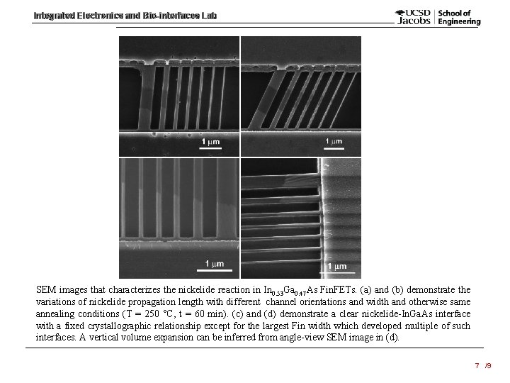 Integrated Electronics and Bio-interfaces Lab SEM images that characterizes the nickelide reaction in In