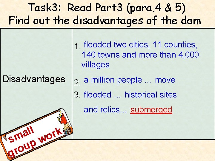 Task 3: Read Part 3 (para. 4 & 5) Find out the disadvantages of