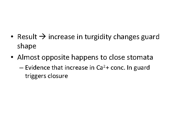  • Result increase in turgidity changes guard shape • Almost opposite happens to