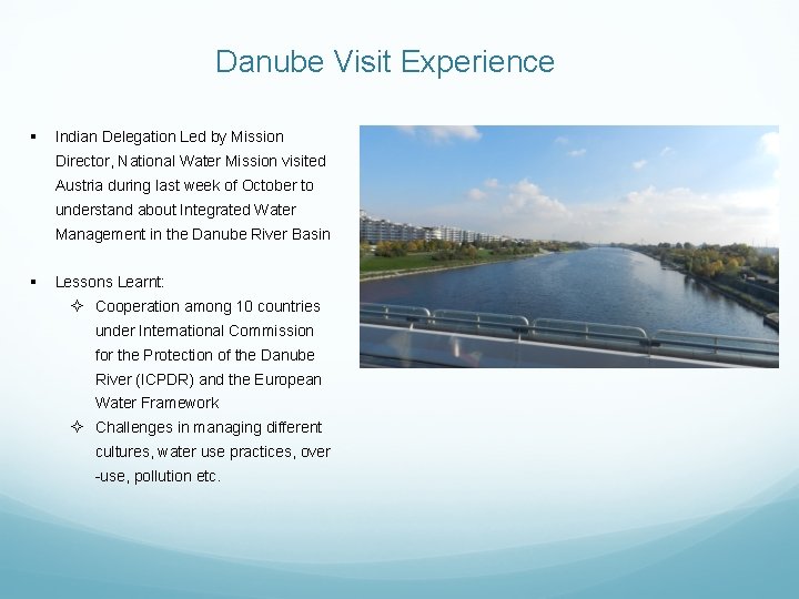 Danube Visit Experience § Indian Delegation Led by Mission Director, National Water Mission visited