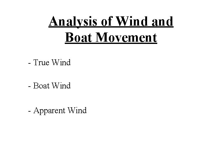 Analysis of Wind and Boat Movement - True Wind - Boat Wind - Apparent