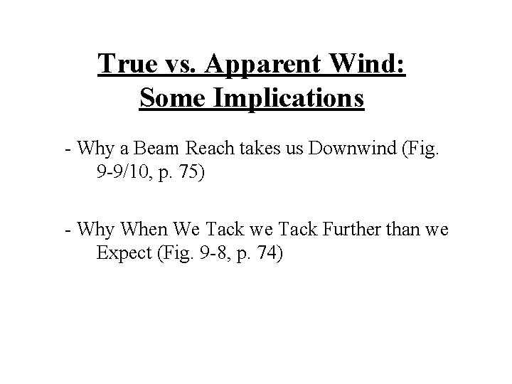 True vs. Apparent Wind: Some Implications - Why a Beam Reach takes us Downwind