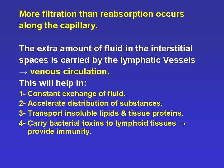 More filtration than reabsorption occurs along the capillary. The extra amount of fluid in