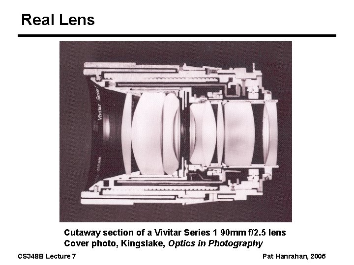 Real Lens Cutaway section of a Vivitar Series 1 90 mm f/2. 5 lens
