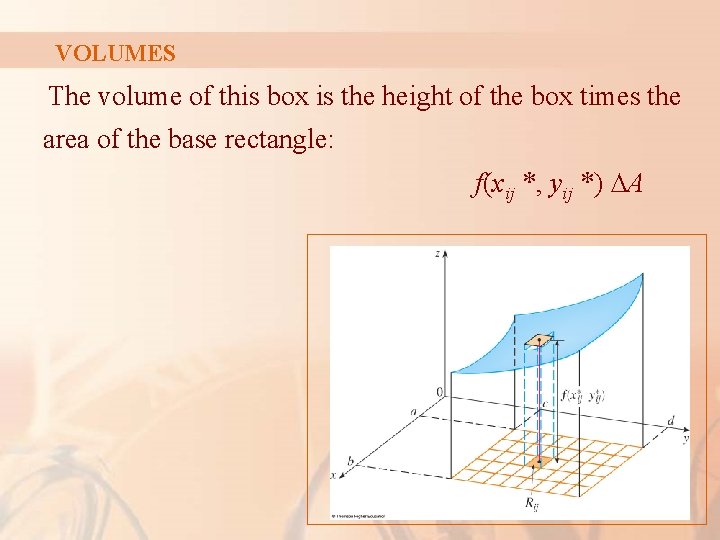 VOLUMES The volume of this box is the height of the box times the