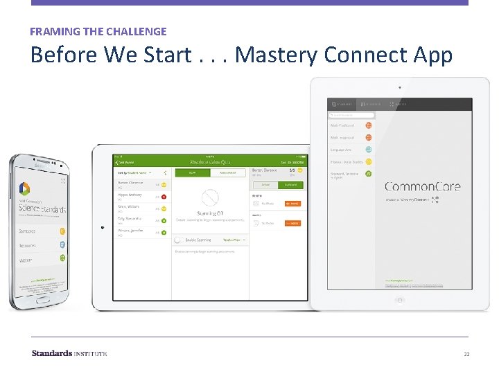 FRAMING THE CHALLENGE Before We Start. . . Mastery Connect App 22 FRAMING THE CHALLENGE Before We Start. . . Mastery Connect App 22
