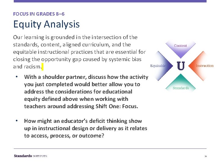 FOCUS IN GRADES 8– 6 Equity Analysis Our learning is grounded in the intersection FOCUS IN GRADES 8– 6 Equity Analysis Our learning is grounded in the intersection