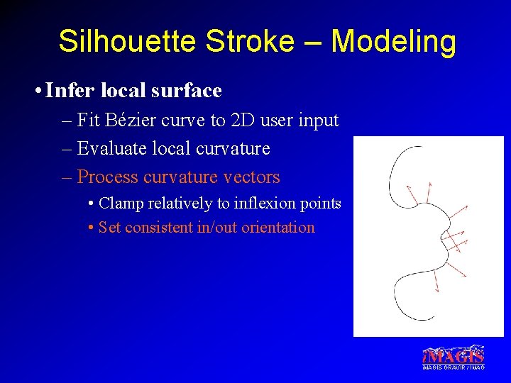 Silhouette Stroke – Modeling • Infer local surface – Fit Bézier curve to 2