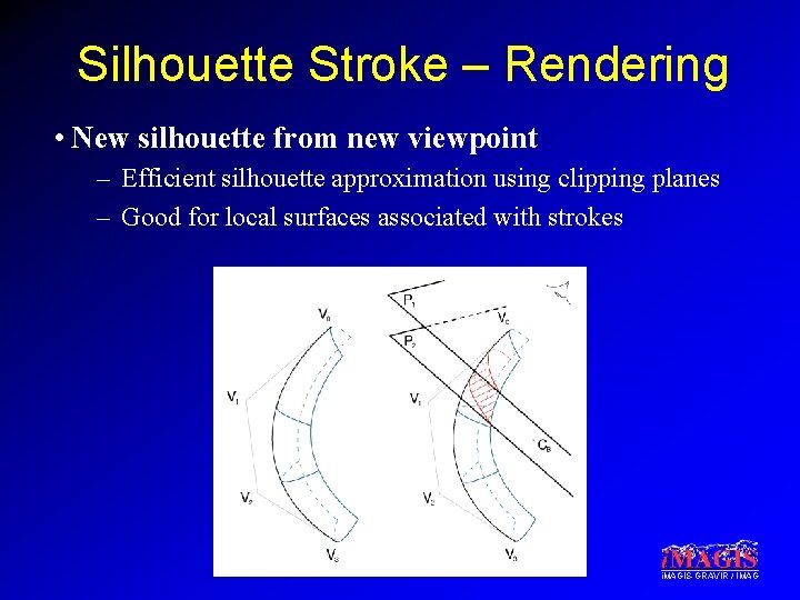 Silhouette Stroke – Rendering • New silhouette from new viewpoint – Efficient silhouette approximation