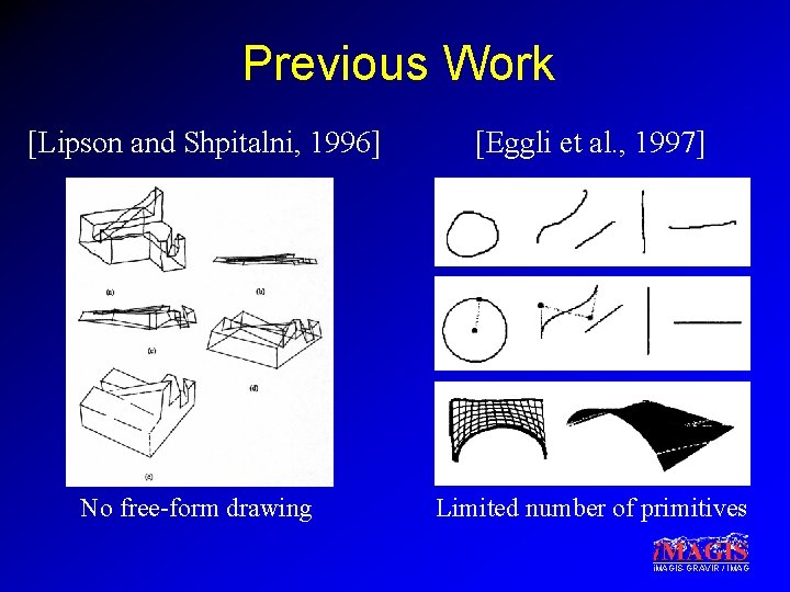 Previous Work [Lipson and Shpitalni, 1996] [Eggli et al. , 1997] No free-form drawing