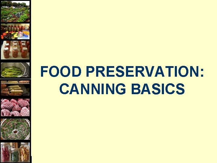 FOOD PRESERVATION: CANNING BASICS 