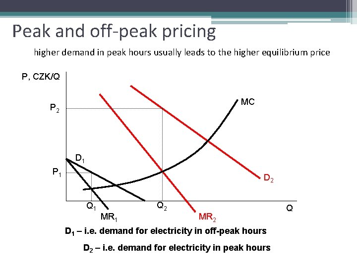 Peak and off-peak pricing higher demand in peak hours usually leads to the higher