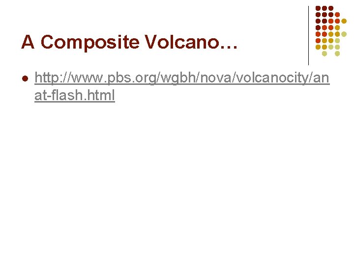 A Composite Volcano… l http: //www. pbs. org/wgbh/nova/volcanocity/an at-flash. html 