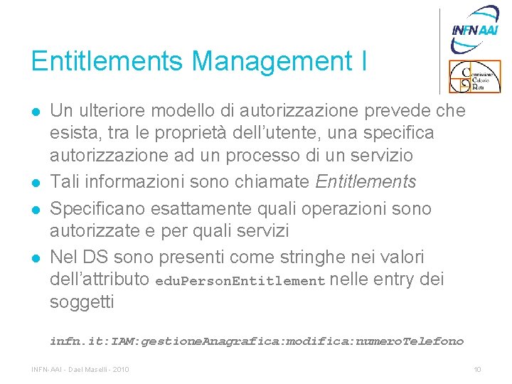 Entitlements Management I l l Un ulteriore modello di autorizzazione prevede che esista, tra