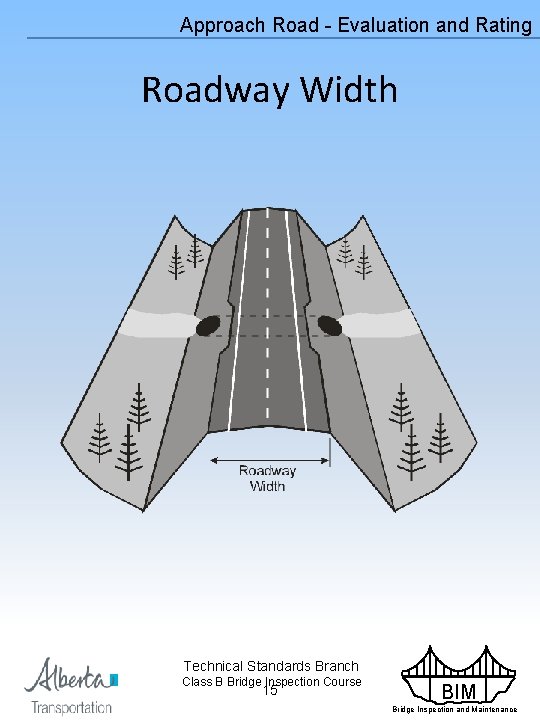 Approach Road - Evaluation and Rating Roadway Width Technical Standards Branch Class B Bridge
