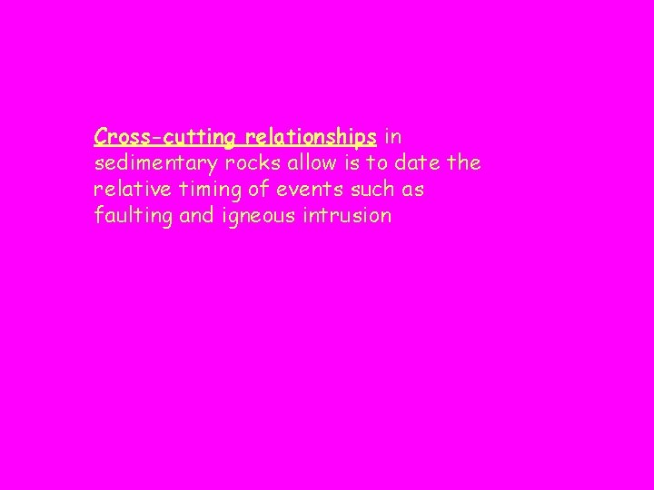 Cross-cutting relationships in sedimentary rocks allow is to date the relative timing of events