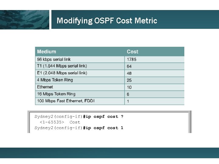 Modifying OSPF Cost Metric 