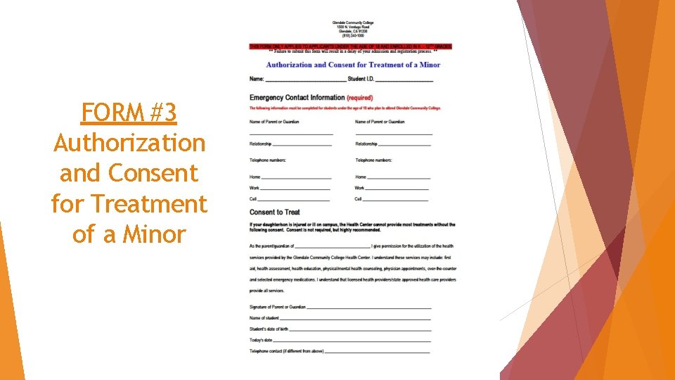 FORM #3 Authorization and Consent for Treatment of a Minor 