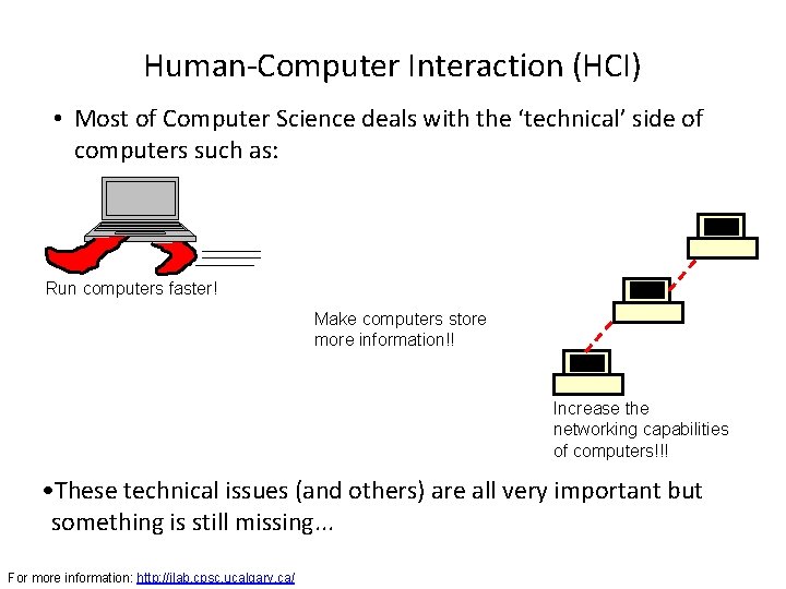 Human-Computer Interaction (HCI) • Most of Computer Science deals with the ‘technical’ side of