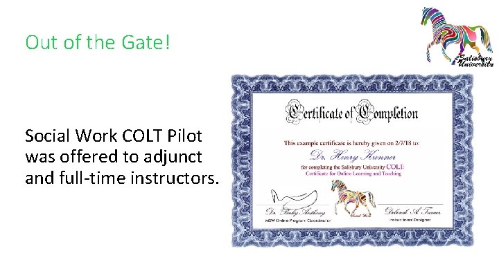 Out of the Gate! Social Work COLT Pilot was offered to adjunct and full-time