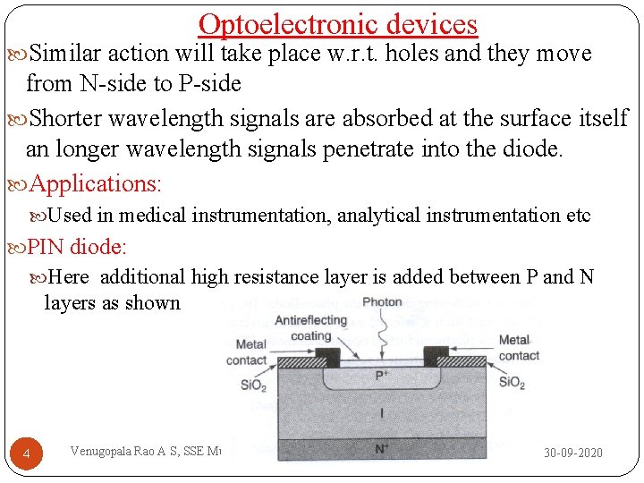 Optoelectronic devices Similar action will take place w. r. t. holes and they move